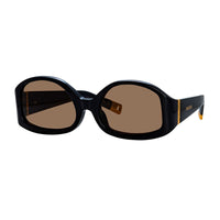 Jacquemus Sunglasses Geometric Full Rim, Shiny Black Frame and Brown Lens JAC/15C1