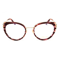 Chopard Eyeglasses Cat Eye Full Rim, Shiny Streaked Burgundy Frame and Clear Demo Lenses Lens VCH367V01G2