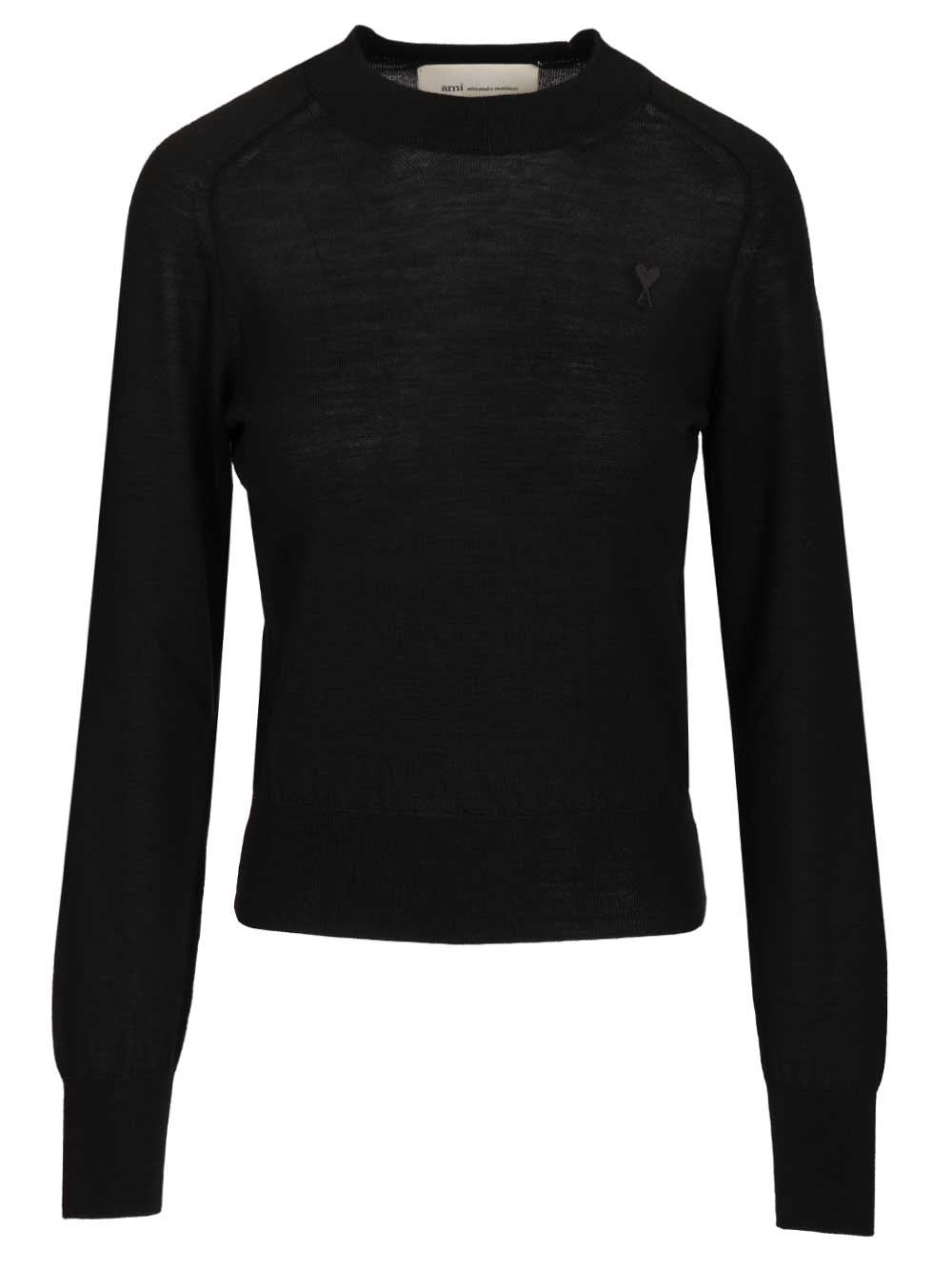 Ami Women Quota -Crewneck Sweater With Contrasted Ami De Coeur