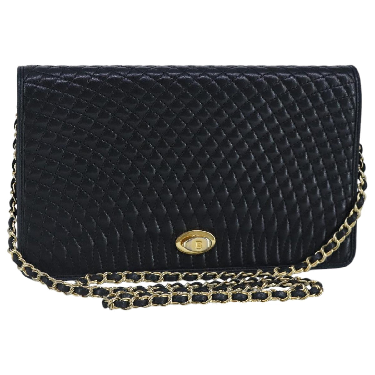Bally Quilted Navy Leather Shoulder Bag (Pre-Owned)