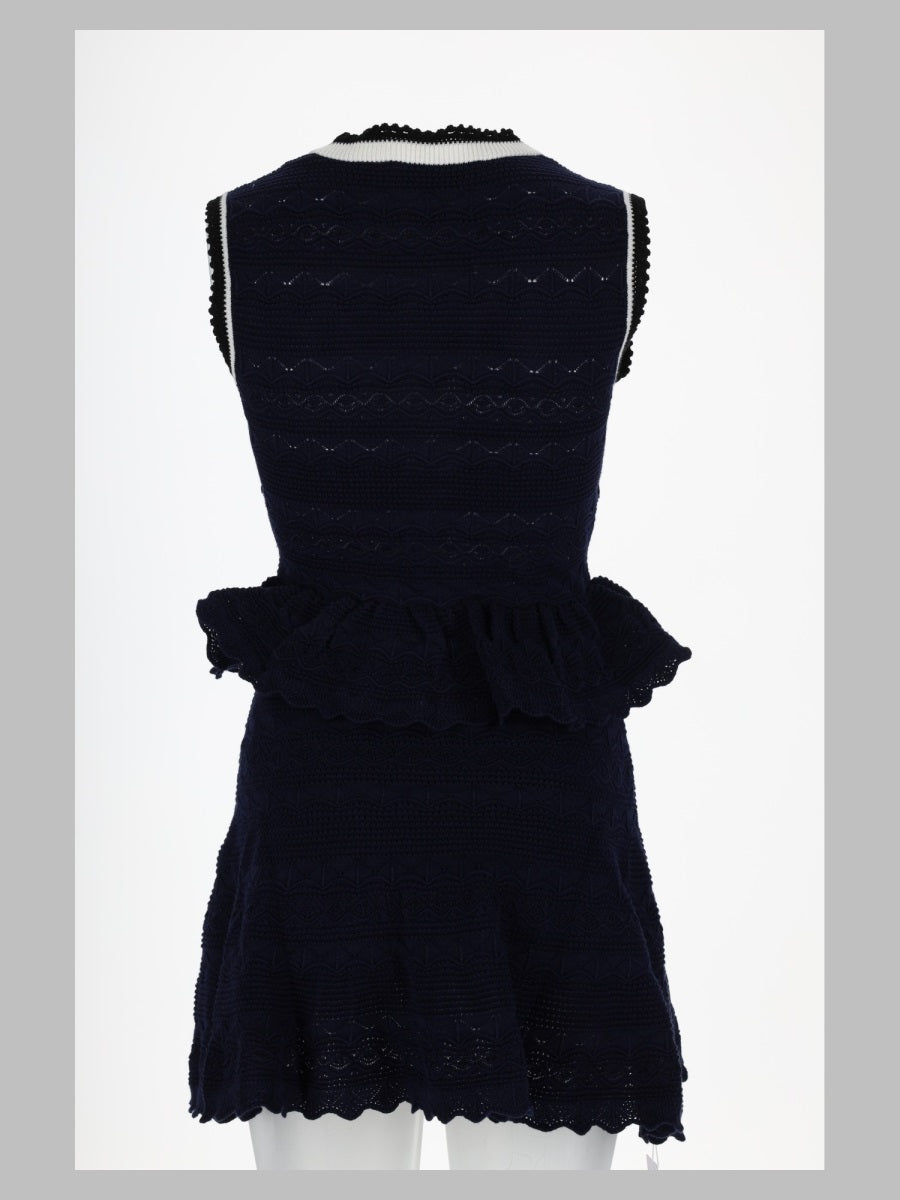 Self-Portrait Women Mini Abito In Maglia Traforata Con Volant