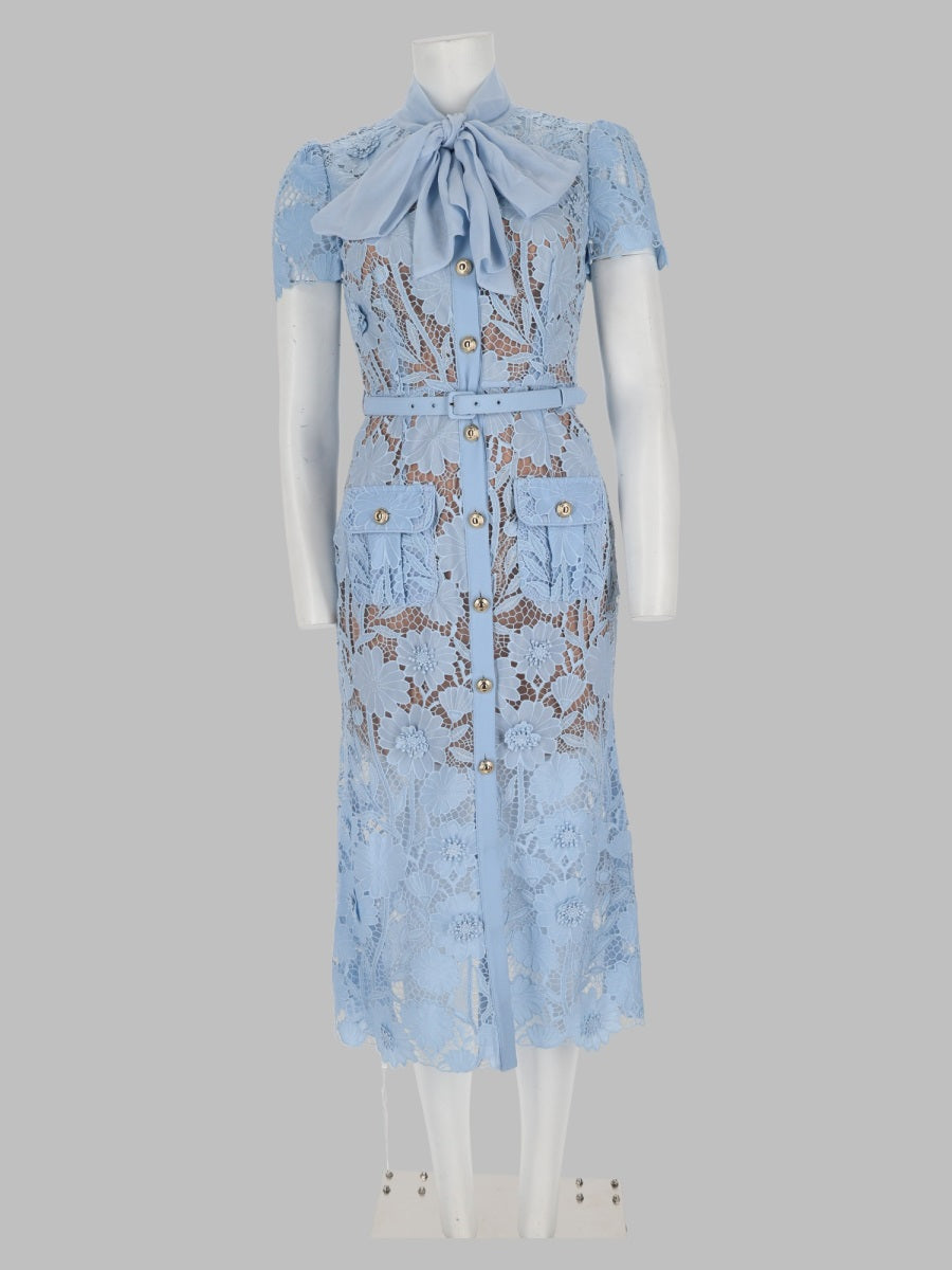 Self-Portrait Women Abito Midi In Pizzo Con Fiocco