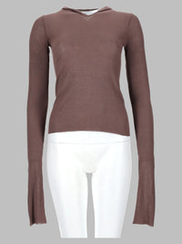 Rick Owens Women T-Shirt "Cropped Hooded Rib Ls T"