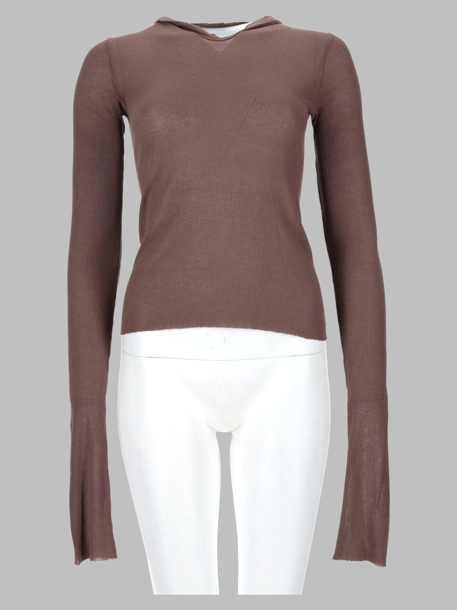 Rick Owens Women T-Shirt "Cropped Hooded Rib Ls T"