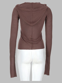 Rick Owens Women T-Shirt "Cropped Hooded Rib Ls T"