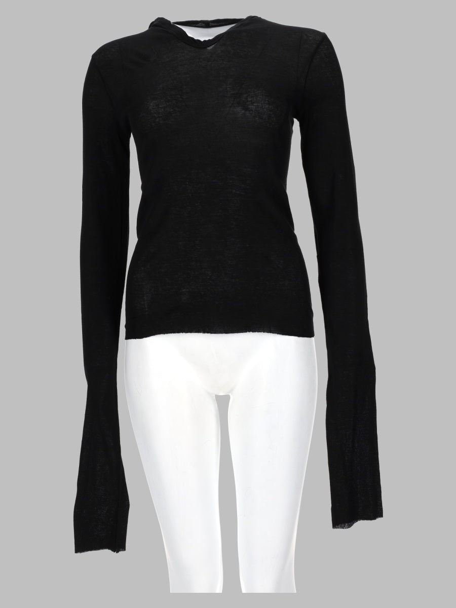 Rick Owens Women T-Shirt "Cropped Hooded Rib Ls T"