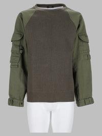 Balmain Men Maglia Cargo In Lana Con Inserti In Cotone
