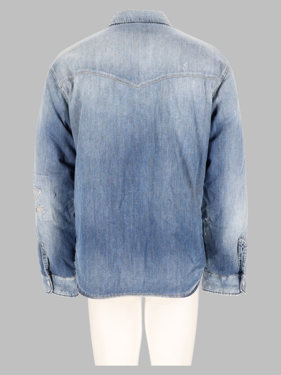 Dsquared2 Men Camicia In Denim “Medium Perfecto Puffy”