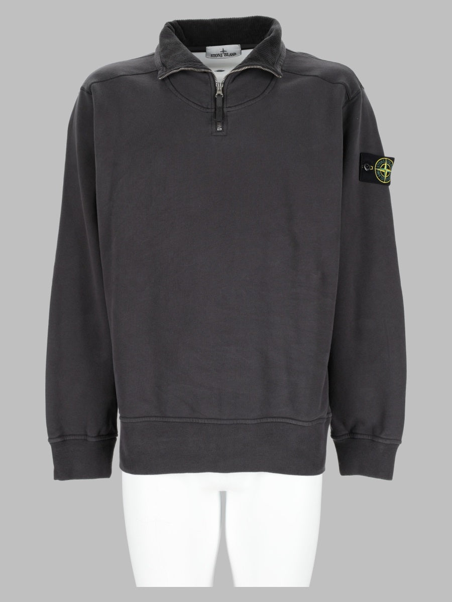 Stone Island Men Felpa Con Zip Corta E Patch Logo