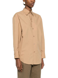 Saint Laurent Women Cotton Poplin Shirt With Cassandre Embroidery