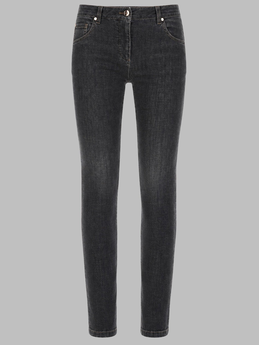 Brunello Cucinelli Women Pantalone Cinque Tasche Slim Fit In Denim
