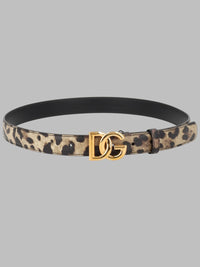 Dolce & Gabbana Women Cintura In Pelle Lucida Stampa Leo Con Logo Dg