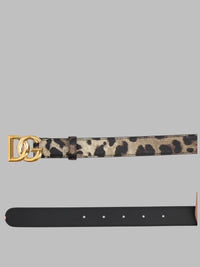 Dolce & Gabbana Women Cintura In Pelle Lucida Stampa Leo Con Logo Dg