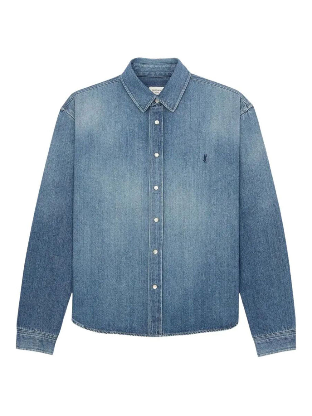 SAINT LAURENT PARIS Cassandre Shirt In Denim Women