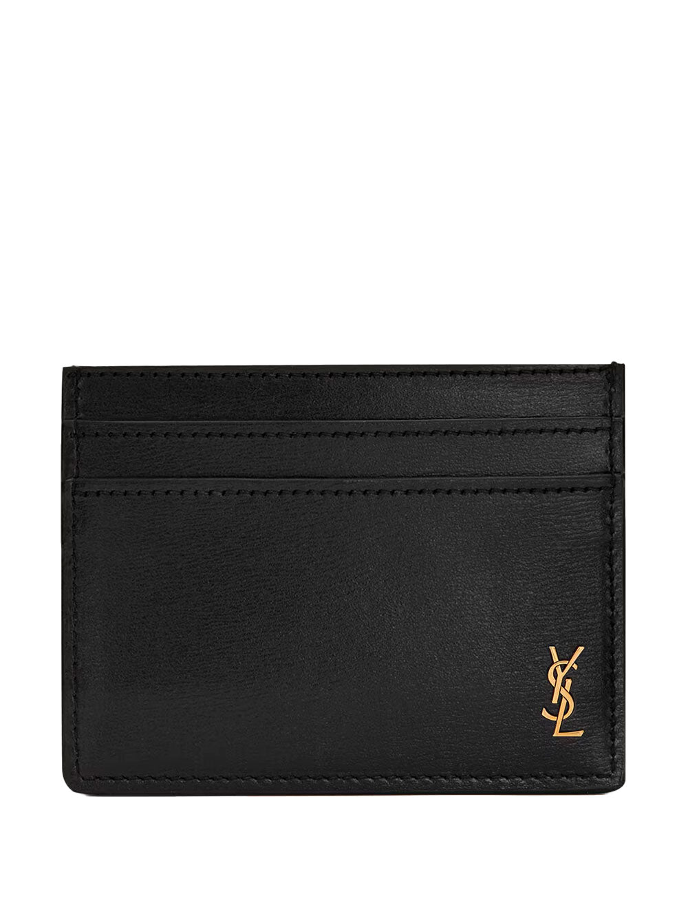 Saint Laurent Men Tiny Cassandre Credit Card Case In Shiny Leather