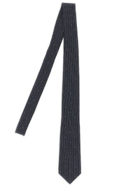 Saint Laurent Men Dotted Tie In Silk Crepe