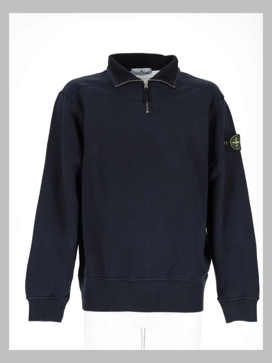 Stone Island Men Felpa Con Zip Corta E Patch Logo