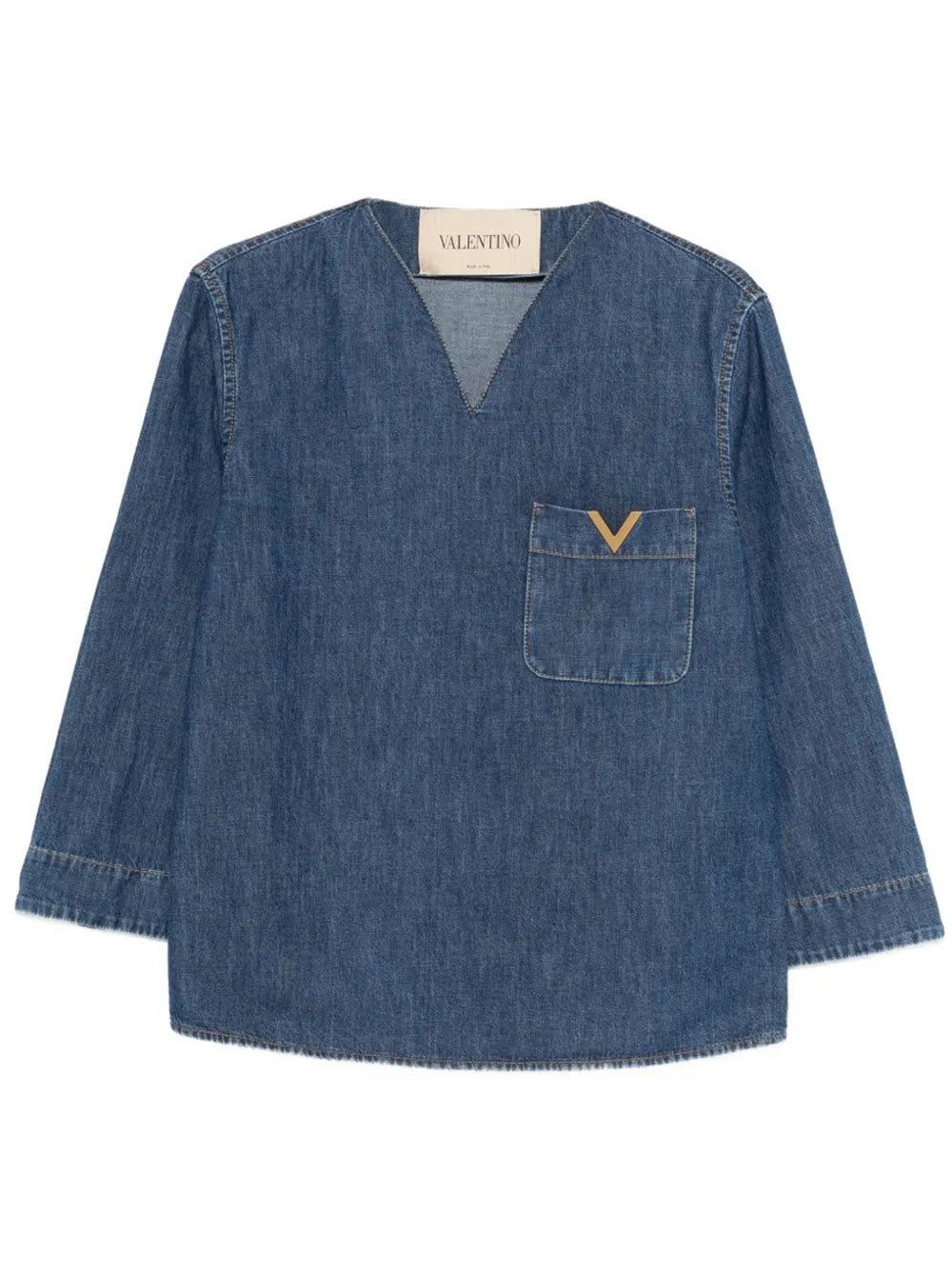 VALENTINO GARAVANI Valentino Garavani Women V-Neck Denim Shirt With Logo
