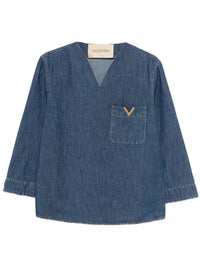 VALENTINO GARAVANI Valentino Garavani Women V-Neck Denim Shirt With Logo