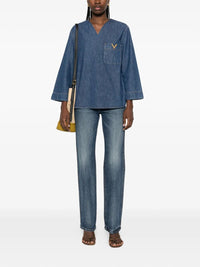 VALENTINO GARAVANI Valentino Garavani Women V-Neck Denim Shirt With Logo