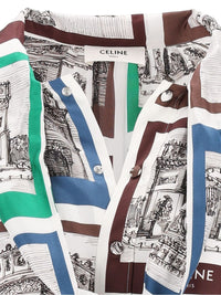 Celine Celine Women Printed Silk Tie-Neck Shirt