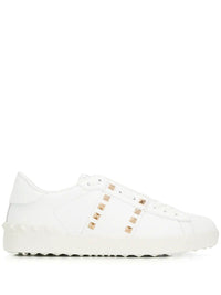 VALENTINO GARAVANI Rockstud Untitled Leather Sneakers With Platinum-Finish Studs Women
