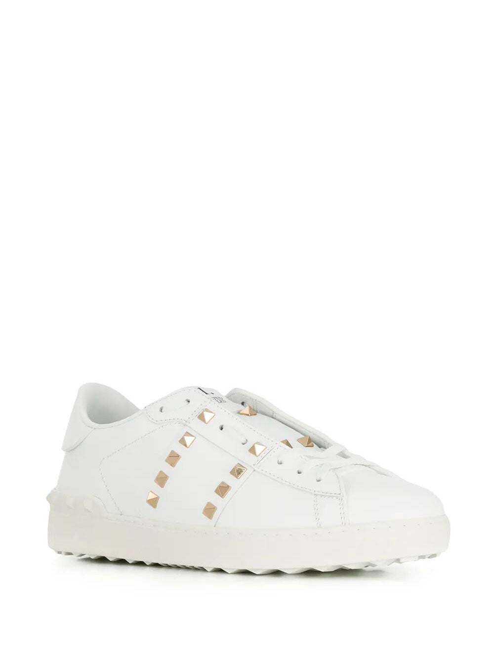 Valentino Garavani Men Rockstud Untitled Leather Sneakers With Platinum-Finish Studs