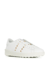 VALENTINO GARAVANI Rockstud Untitled Leather Sneakers With Platinum-Finish Studs Women