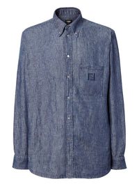 FENDI Comfort Fit Chambray Shirt With Ff Embroidery Women