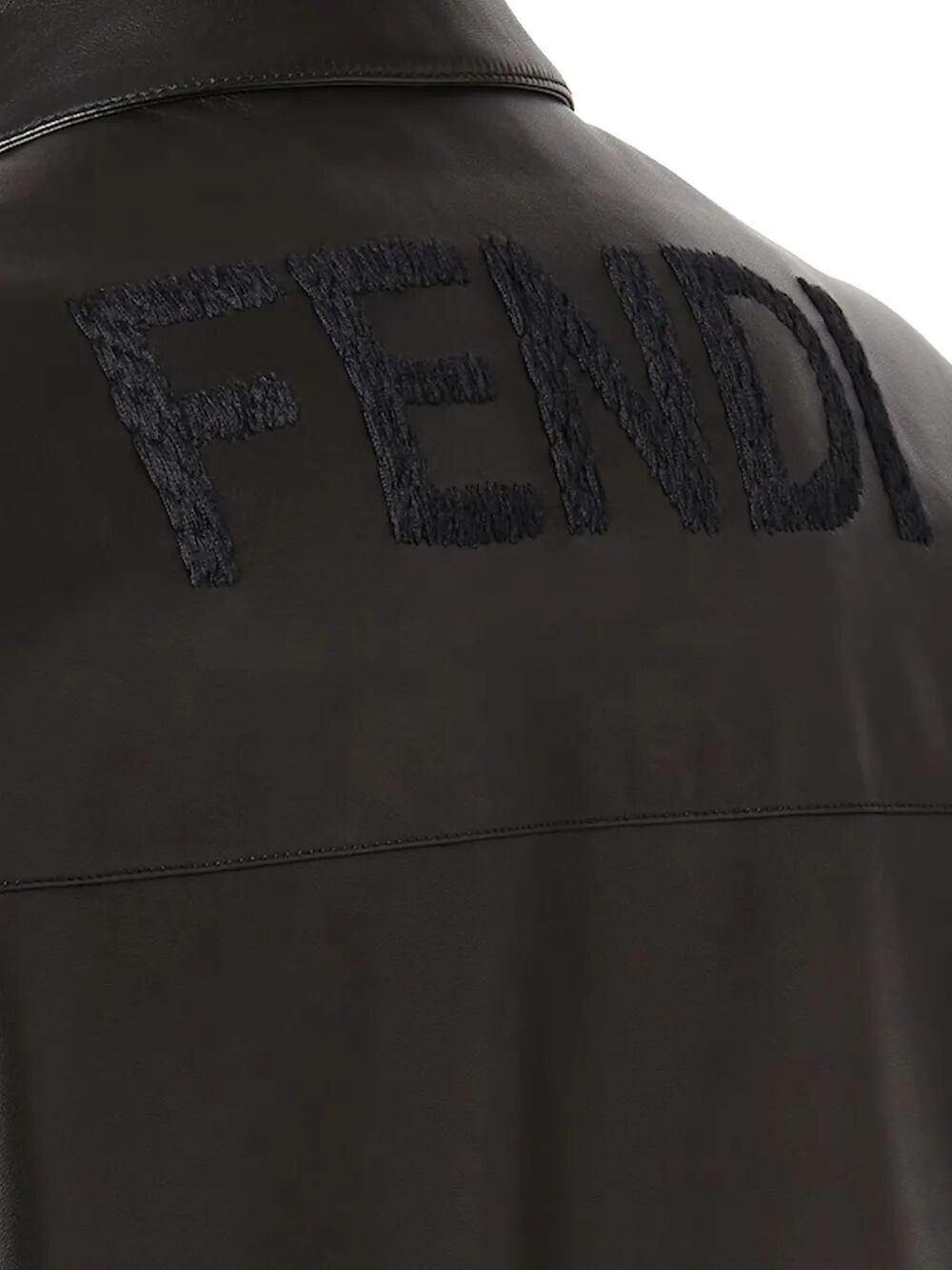 FENDI Fendi Men Leather Bluson With Maxi Fendi Lettering Embroidery
