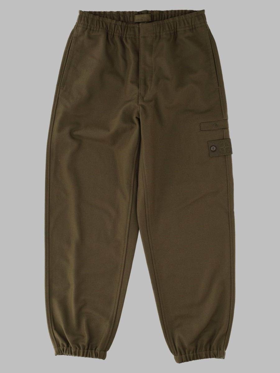 Stone Island Men Pantalone Jogger In Flanella Di Lana Cardata