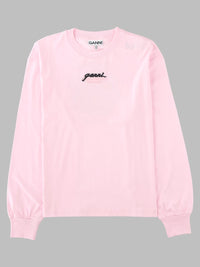 Ganni Women T-Shirt A Manica Lunga Con Logo E Stampa