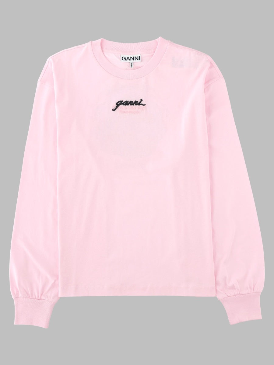 Ganni Women T-Shirt A Manica Lunga Con Logo E Stampa