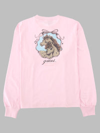 Ganni Women T-Shirt A Manica Lunga Con Logo E Stampa