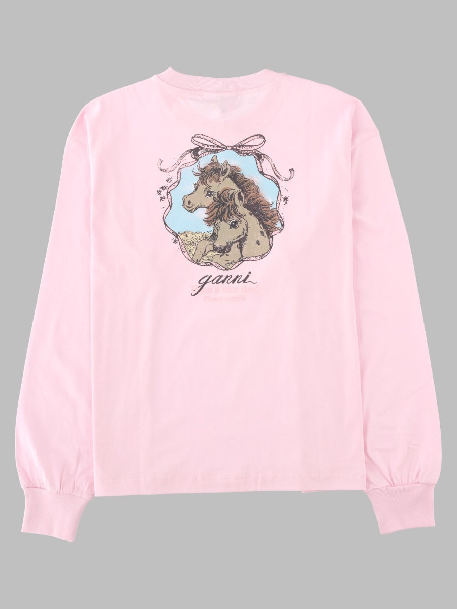 Ganni Women T-Shirt A Manica Lunga Con Logo E Stampa