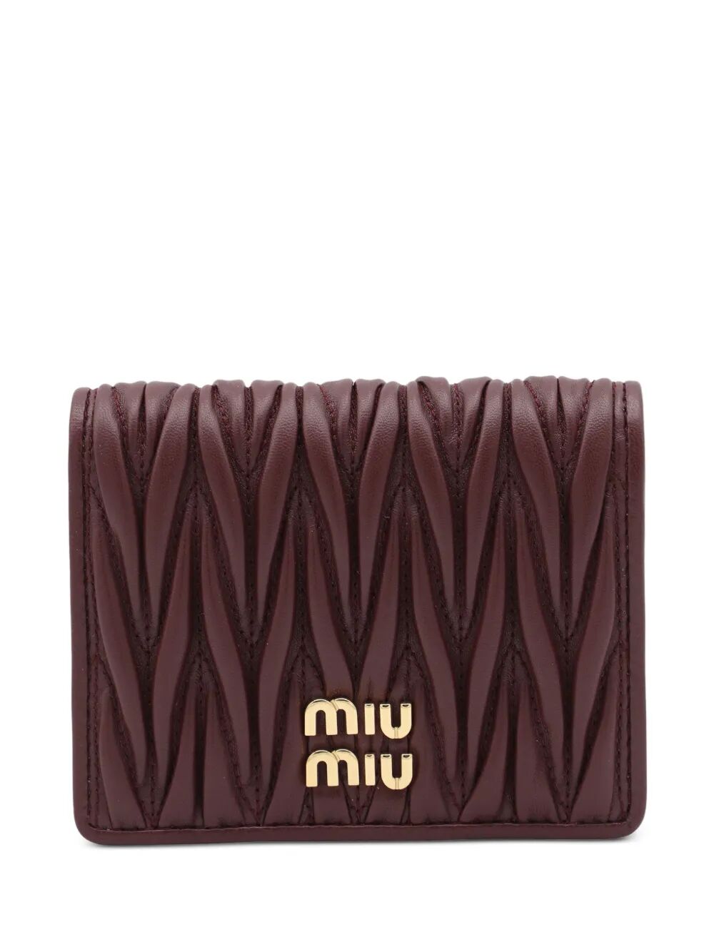 Miu Miu Women Small Matelassé Nappa Leather Wallet With Snap Closure