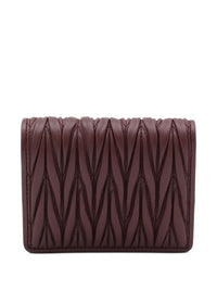 Miu Miu Women Small Matelassé Nappa Leather Wallet With Snap Closure