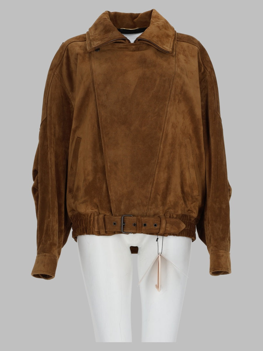 Saint Laurent Women Giacca Oversize In Pelle Crosta Vintage