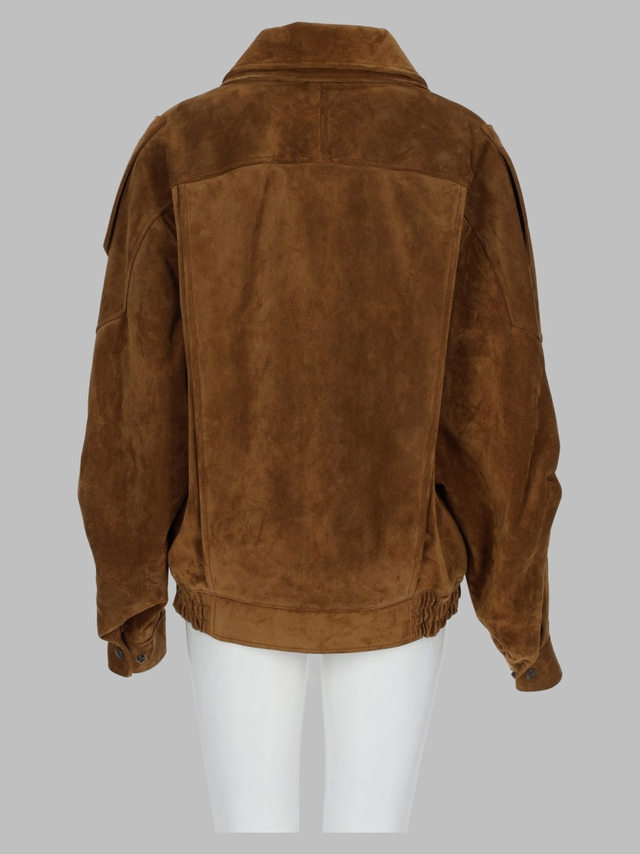 Saint Laurent Women Giacca Oversize In Pelle Crosta Vintage
