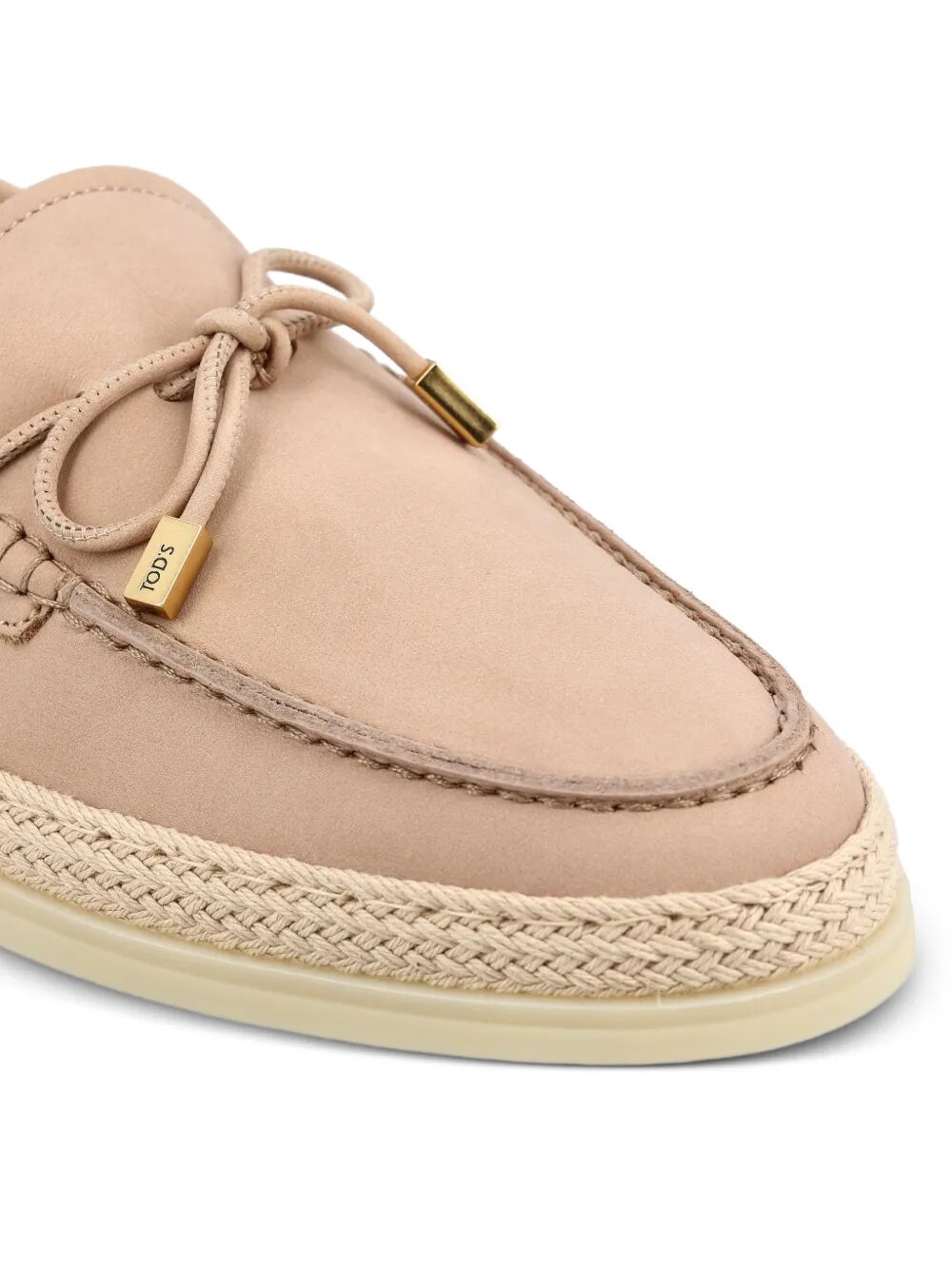 Tod's Women Raffia Weaving Silky Nubuck Loafers