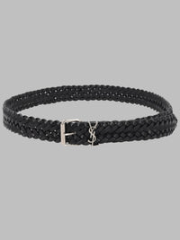 Saint Laurent Men Cintura Cassandre In Pelle Intrecciata