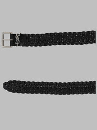 Saint Laurent Men Cintura Cassandre In Pelle Intrecciata