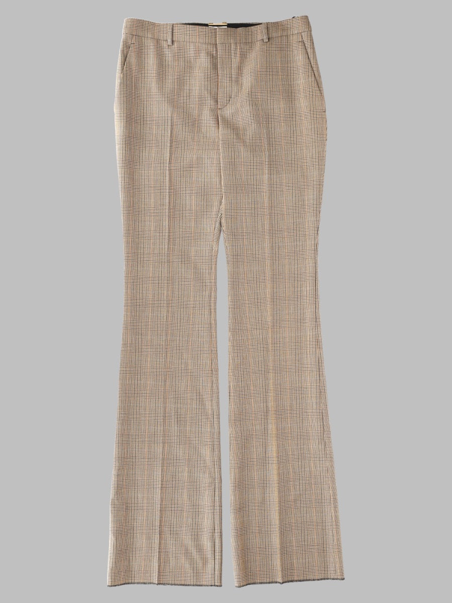 Saint Laurent Women Pantalone Svasato In Lana Pied De Poule Principe Di Galles