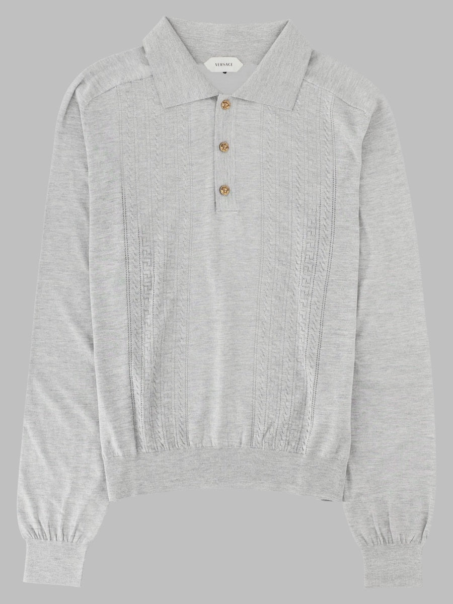 Versace Men Polo In Maglia Di Seta E Cotone