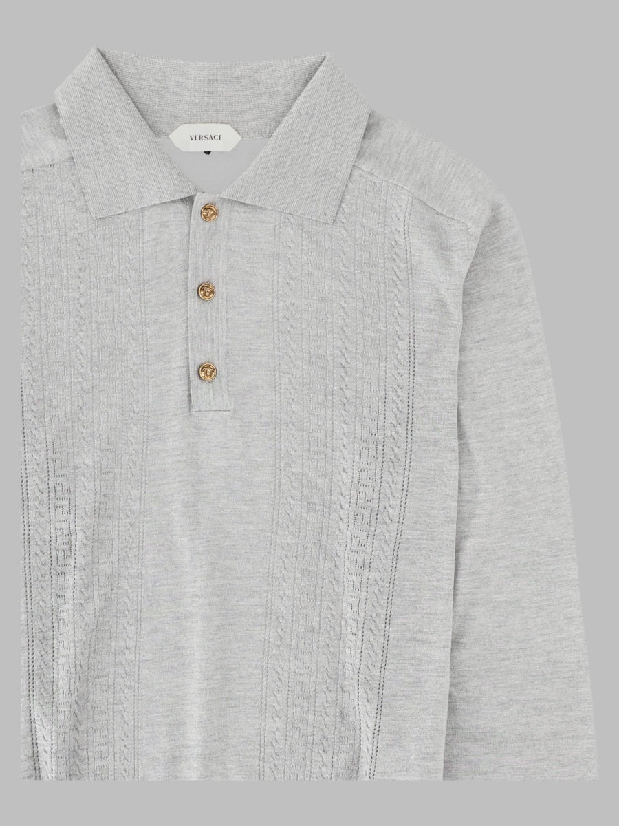 Versace Men Polo In Maglia Di Seta E Cotone