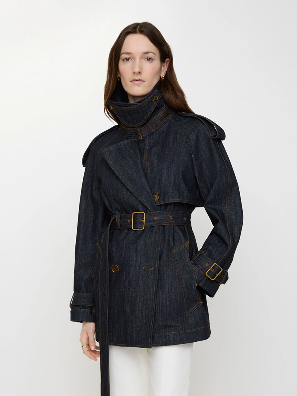 BURBERRY LONDON ENGLAND Short Denim Fitzrovia Trench Coat Women