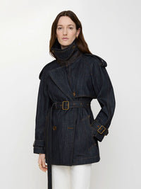 BURBERRY LONDON ENGLAND Short Denim Fitzrovia Trench Coat Women