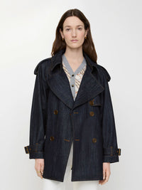 BURBERRY LONDON ENGLAND Short Denim Fitzrovia Trench Coat Women