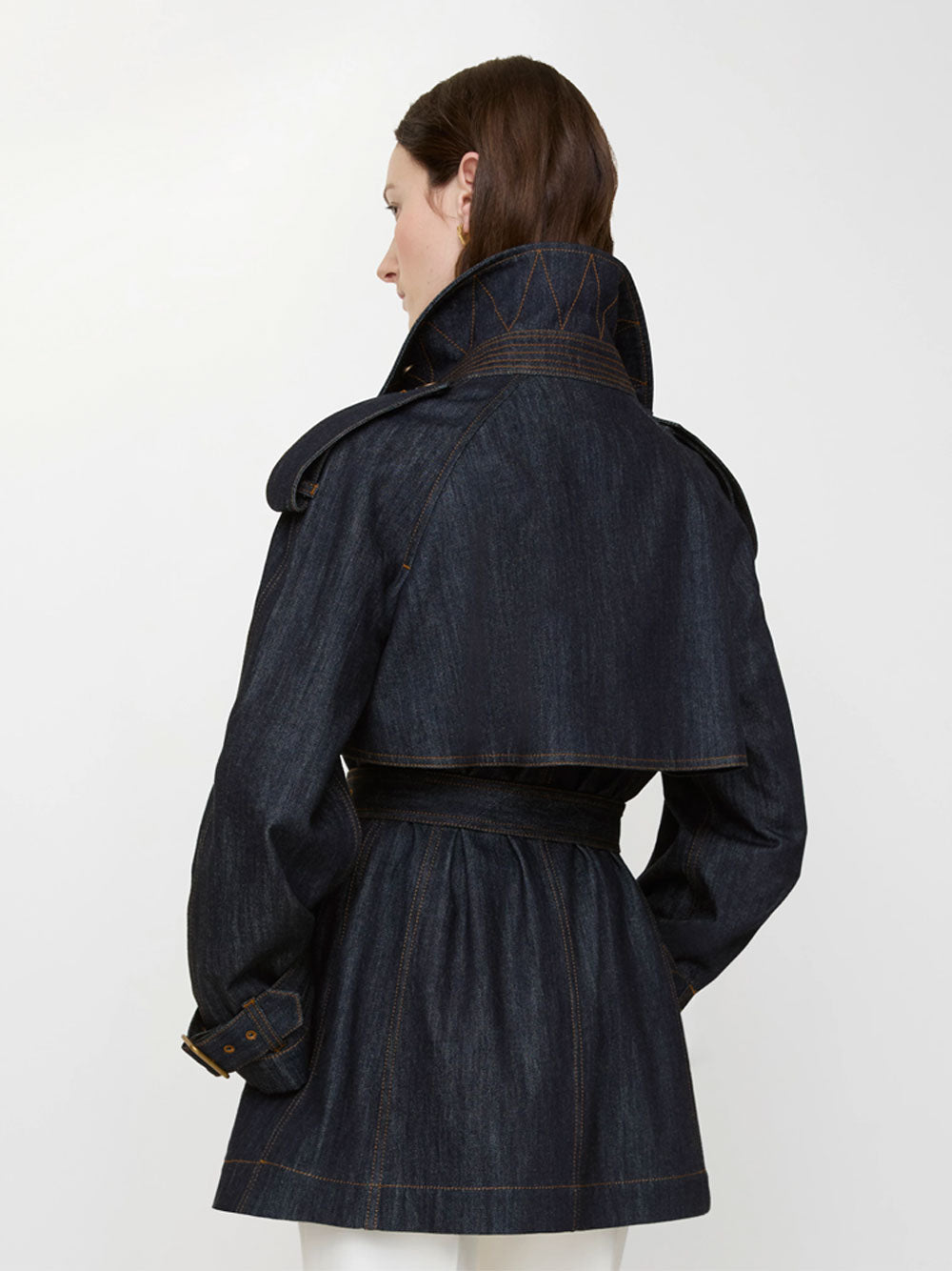 BURBERRY LONDON ENGLAND Short Denim Fitzrovia Trench Coat Women