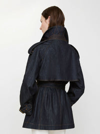 BURBERRY LONDON ENGLAND Short Denim Fitzrovia Trench Coat Women